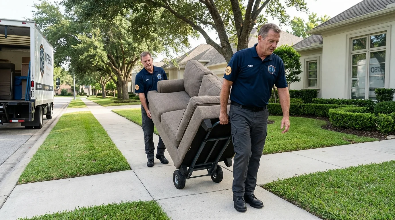 Local residential moving crew loading furniture in Albany, OR