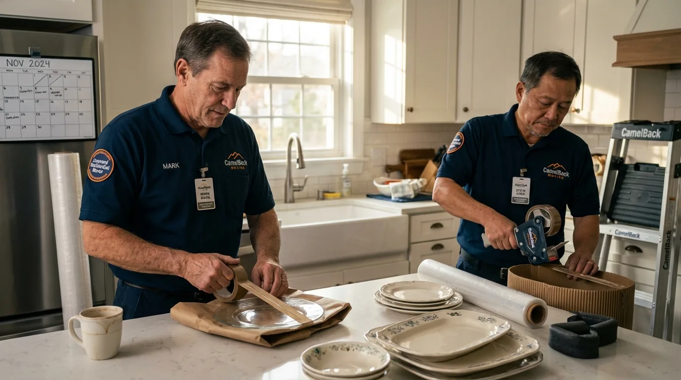 Professional crew packing kitchen dishware in Albany, OR
